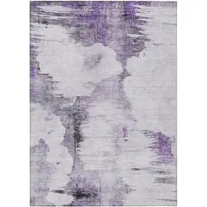 Photo of Purple Lavender And Gray Abstract Washable Indoor Outdoor Area Rug