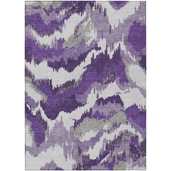 Purple Lavender And Gray Abstract Washable Indoor Outdoor Area Rug Photo 2