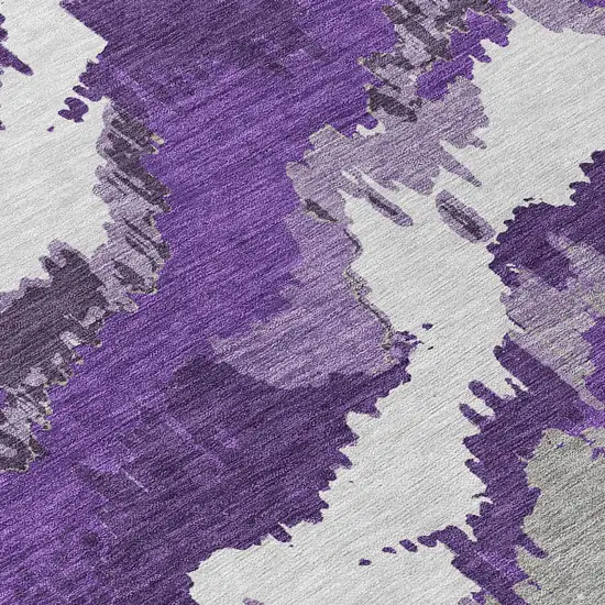 Purple Lavender And Gray Abstract Washable Indoor Outdoor Area Rug Photo 6