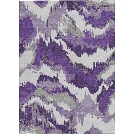 Purple Lavender And Gray Abstract Washable Indoor Outdoor Area Rug Photo 7