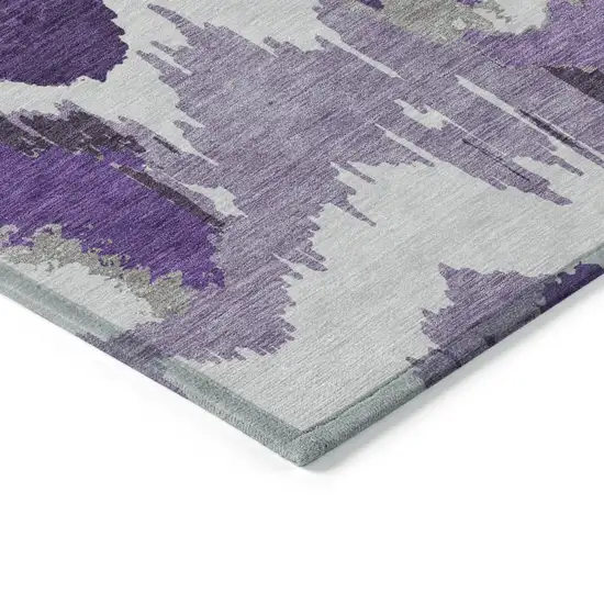 Purple Lavender And Gray Abstract Washable Indoor Outdoor Area Rug Photo 5