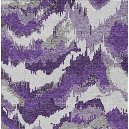 Purple Lavender And Gray Abstract Washable Indoor Outdoor Area Rug Photo 7