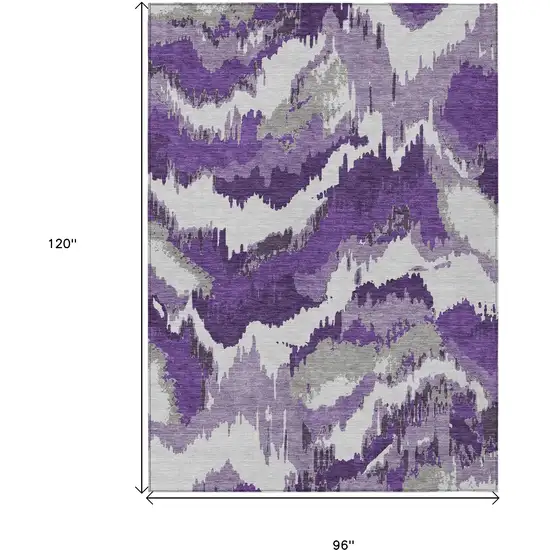 Purple Lavender And Gray Abstract Washable Indoor Outdoor Area Rug Photo 3