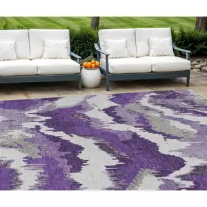 Photo of Purple Lavender And Gray Abstract Washable Indoor Outdoor Area Rug