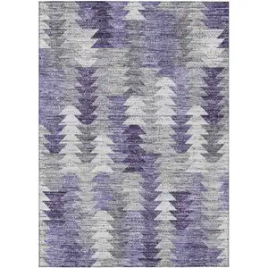 Photo of Purple Lavender And Gray Geometric Washable Indoor Outdoor Area Rug