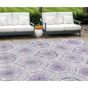 Photo of Purple Lavender And Gray Medallion Washable Indoor Outdoor Area Rug