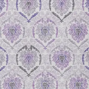 Photo of Purple Lavender And Gray Medallion Washable Indoor Outdoor Area Rug