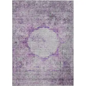 Photo of Purple Lavender And Gray Oriental Washable Indoor Outdoor Area Rug