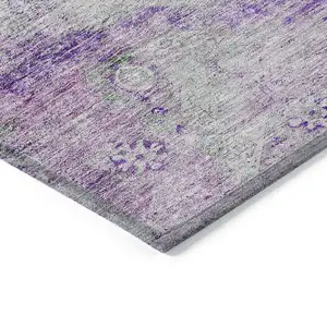 Photo of Purple Lavender And Gray Oriental Washable Indoor Outdoor Area Rug