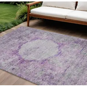 Photo of Purple Lavender And Gray Oriental Washable Indoor Outdoor Area Rug