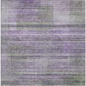 Photo of Purple Lavender And Gray Striped Washable Indoor Outdoor Area Rug