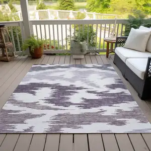 Photo of Purple Lavender And Ivory Abstract Washable Indoor Outdoor Area Rug