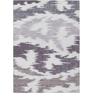 Photo of Purple Lavender And Ivory Abstract Washable Indoor Outdoor Area Rug