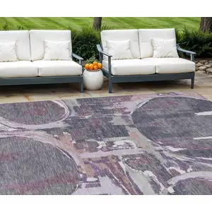 Photo of Purple Lavender And Plum Geometric Washable Indoor Outdoor Area Rug