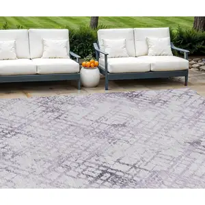 Photo of Purple Lavender And Silver Geometric Washable Indoor Outdoor Area Rug