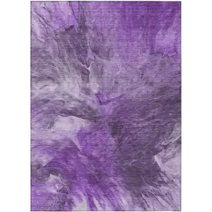 Photo of Purple Lilac And Eggplant Abstract Washable Indoor Outdoor Area Rug