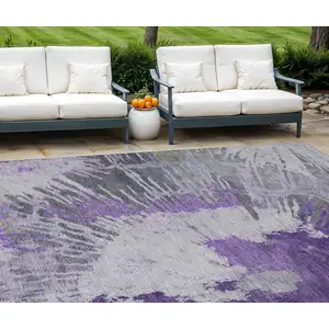 Photo of Purple Lilac And Eggplant Abstract Washable Indoor Outdoor Area Rug