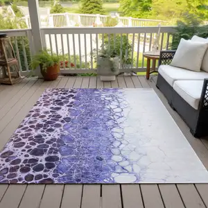 Photo of Purple Lilac And Eggplant Abstract Washable Indoor Outdoor Area Rug