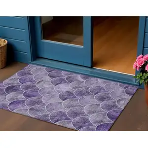 Photo of Purple Lilac And Lavender Abstract Washable Indoor Outdoor Area Rug