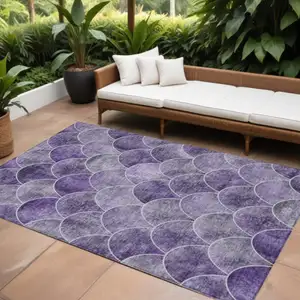 Photo of Purple Lilac And Lavender Abstract Washable Indoor Outdoor Area Rug