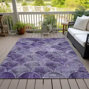 Photo of Purple Lilac And Lavender Abstract Washable Indoor Outdoor Area Rug