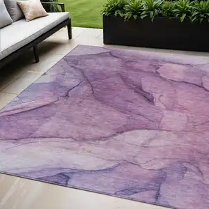 Photo of Purple Lilac And Lavender Abstract Washable Indoor Outdoor Area Rug