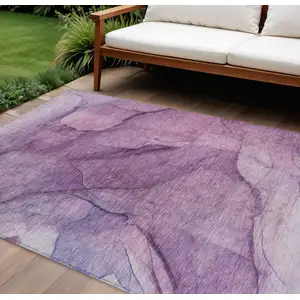 Photo of Purple Lilac And Lavender Abstract Washable Indoor Outdoor Area Rug