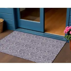 Photo of Purple Lilac And Lavender Floral Washable Indoor Outdoor Area Rug