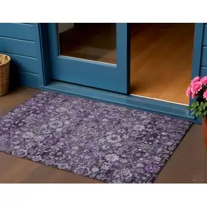 Photo of Purple Lilac And Lavender Oriental Washable Indoor Outdoor Area Rug