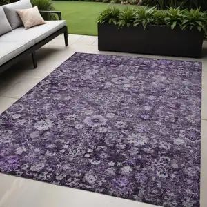 Photo of Purple Lilac And Lavender Oriental Washable Indoor Outdoor Area Rug