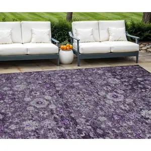 Photo of Purple Lilac And Lavender Oriental Washable Indoor Outdoor Area Rug