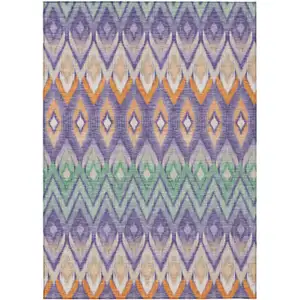 Photo of Purple Lilac And Orange Southwestern Washable Indoor Outdoor Area Rug