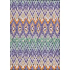 Photo of Purple Lilac And Orange Southwestern Washable Indoor Outdoor Area Rug