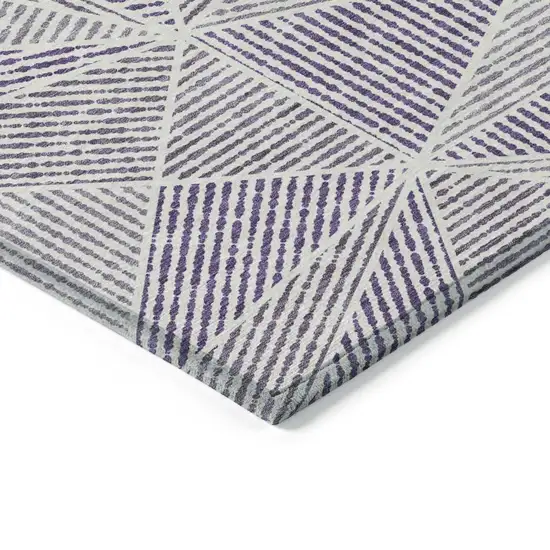 Purple Lilac And Silver Geometric Washable Indoor Outdoor Area Rug Photo 4