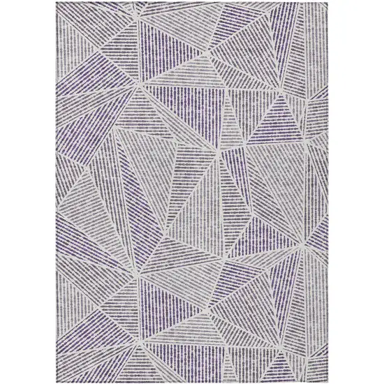 Purple Lilac And Silver Geometric Washable Indoor Outdoor Area Rug Photo 2