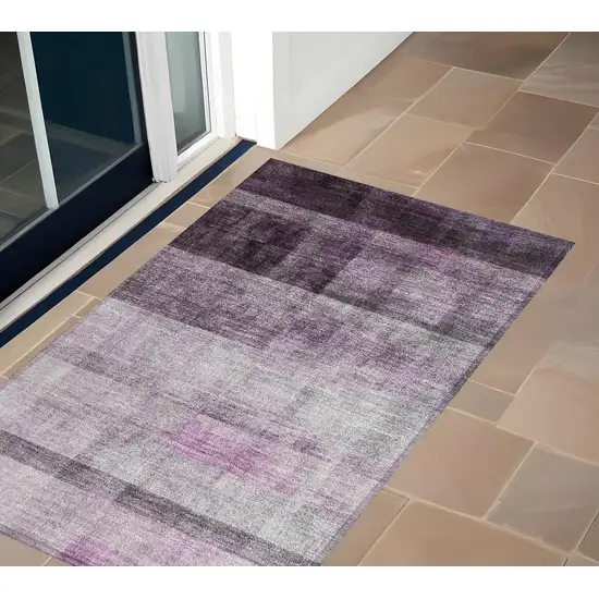 Purple Ombre Washable Non Skid Indoor Outdoor Area Rug Photo 1