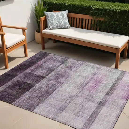 Purple Ombre Washable Non Skid Indoor Outdoor Area Rug Photo 1