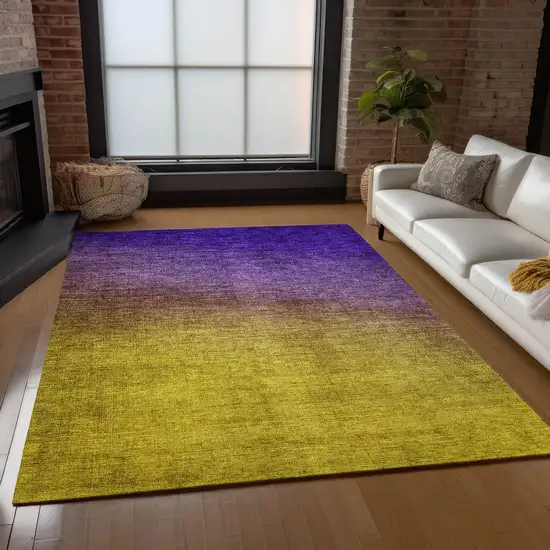 Purple Gold And Blue Ombre Washable Indoor Outdoor Area Rug Photo 8