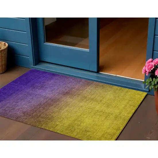 Purple Ombre Washable Non Skid Indoor Outdoor Area Rug Photo 1