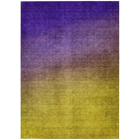 Purple Gold And Blue Ombre Washable Indoor Outdoor Area Rug Photo 4