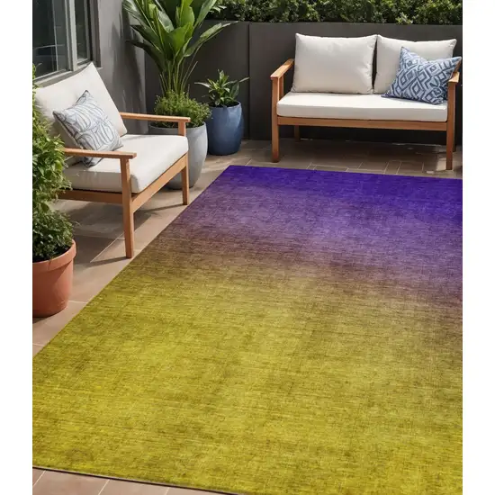 Purple Ombre Washable Non Skid Indoor Outdoor Area Rug Photo 1