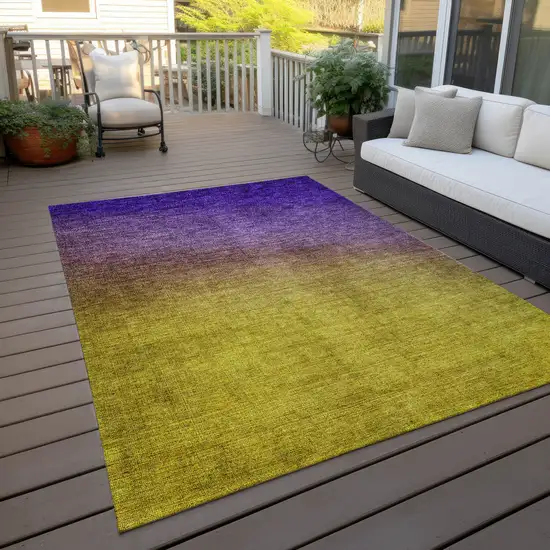 Purple Gold And Blue Ombre Washable Indoor Outdoor Area Rug Photo 6