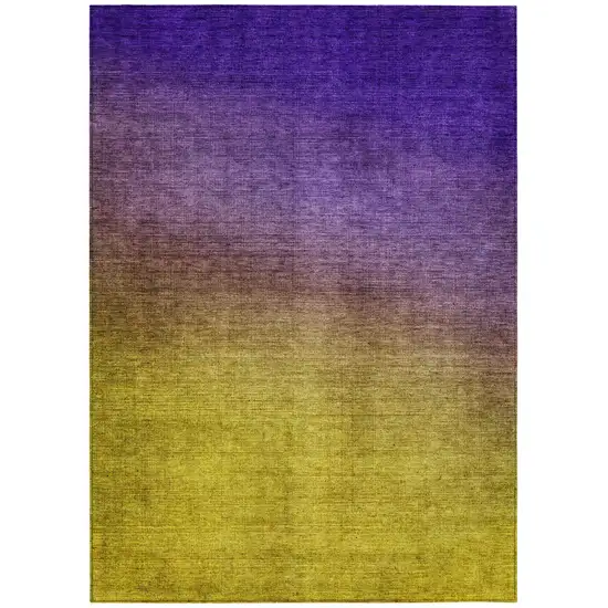 Purple Gold And Blue Ombre Washable Indoor Outdoor Area Rug Photo 2