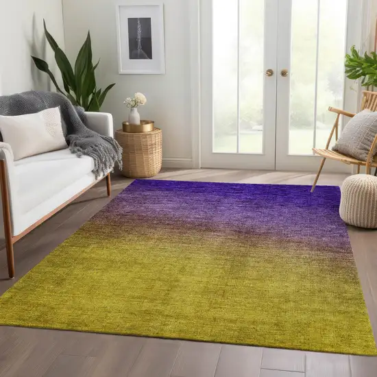 Purple Ombre Washable Non Skid Indoor Outdoor Area Rug Photo 7