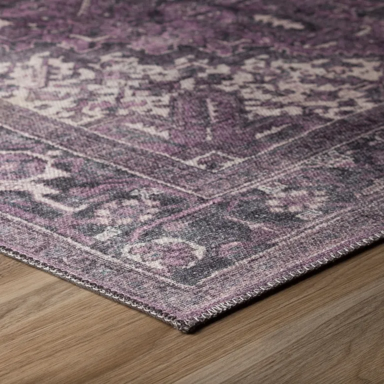 Purple Oriental Distressed Non Skid Area Rug Photo 4