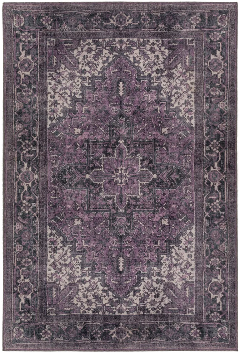 Purple Oriental Distressed Non Skid Area Rug Photo 1