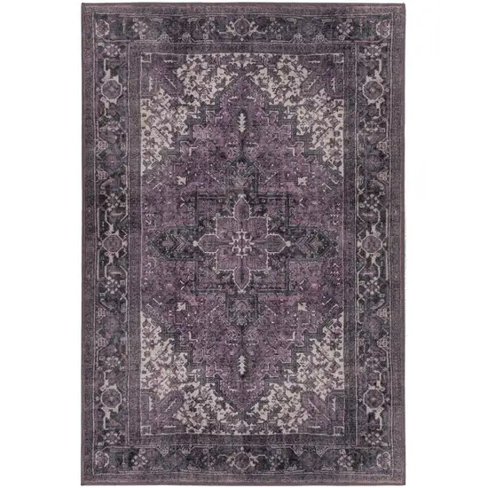 Purple Oriental Distressed Non Skid Area Rug Photo 5