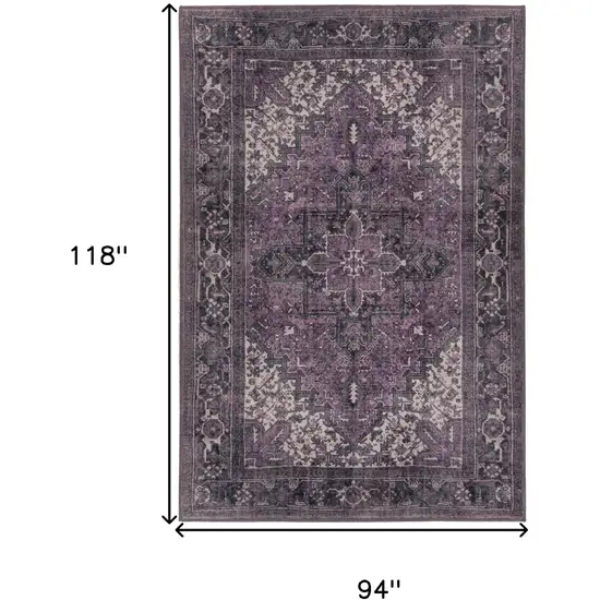 Purple Oriental Distressed Non Skid Area Rug Photo 9