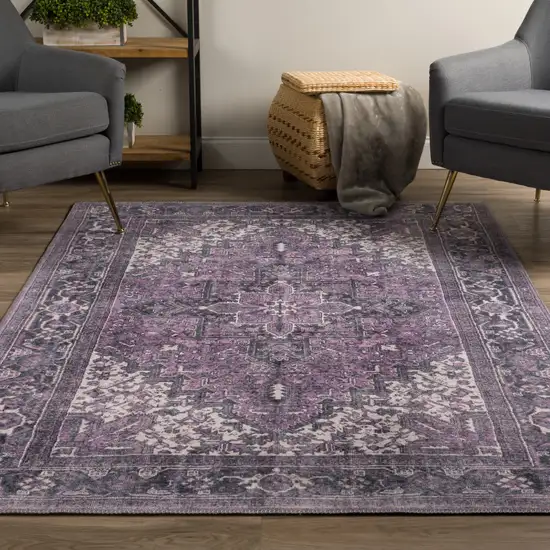 Purple Oriental Distressed Non Skid Area Rug Photo 6