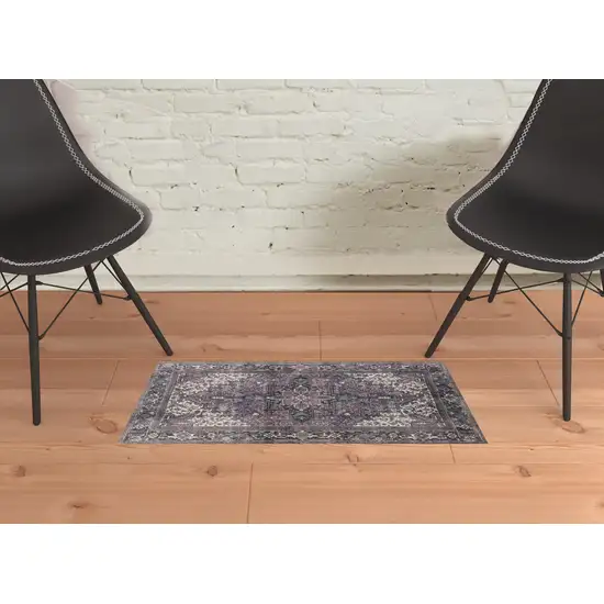 Purple Oriental Distressed Non Skid Area Rug Photo 2